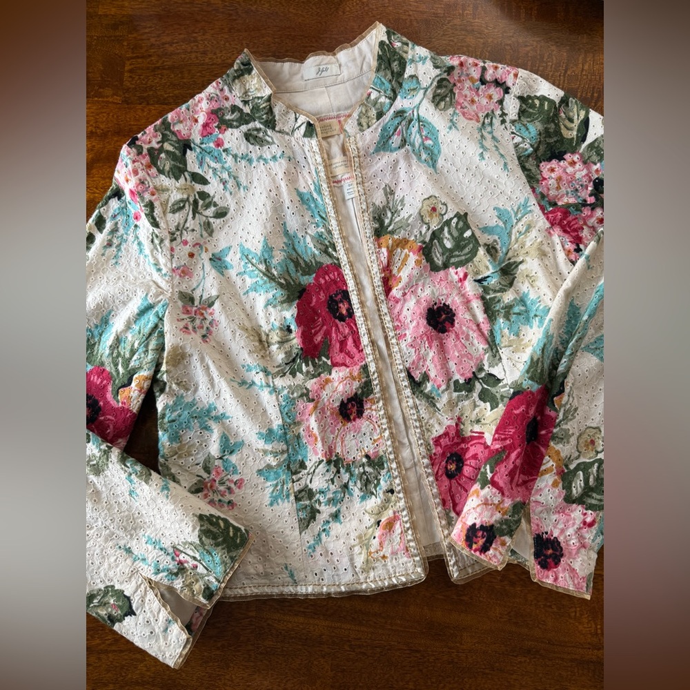 J. Jill RE: Crafted Limited Edition Floral Eyelet Cotton Blazer